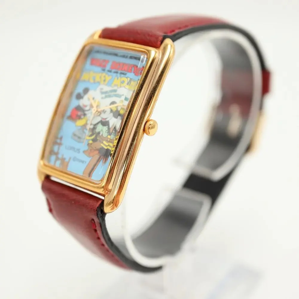 Lorus Mickey Mouse Walt Disney Building Tank 27mmm Watch Leather NOS NEW in Tin